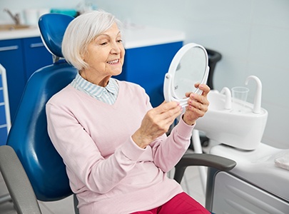 Woman smiling at the dentist